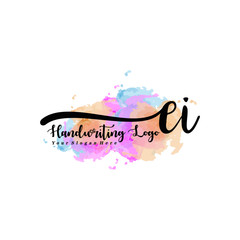 Initial EI handwriting watercolor logo vector. Letter handwritten logo template,watercolor template for, beauty, fashion, wedding, wedding invitation, business card