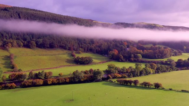 Farming Fields at Autumnal Morning in Wales