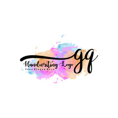 Initial GQ handwriting watercolor logo vector. Letter handwritten logo template,watercolor template for, beauty, fashion, wedding, wedding invitation, business card