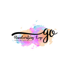 Initial GO handwriting watercolor logo vector. Letter handwritten logo template,watercolor template for, beauty, fashion, wedding, wedding invitation, business card