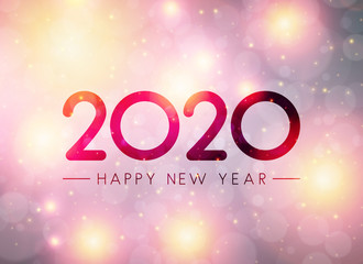 Pink shiny 2020 Happy New Year greeting card.