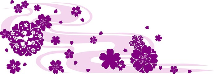 桜の花びらと流線を使った和風の模様