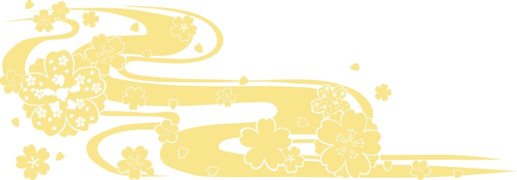 桜の花びらと流線を使った和風の模様