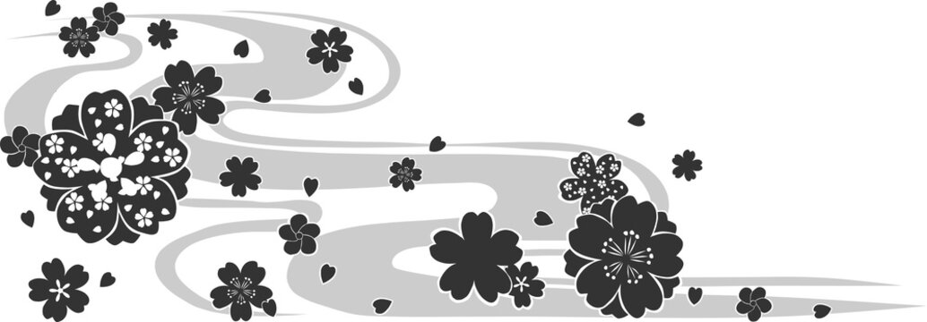 桜の花びらと流線を使った和風の模様