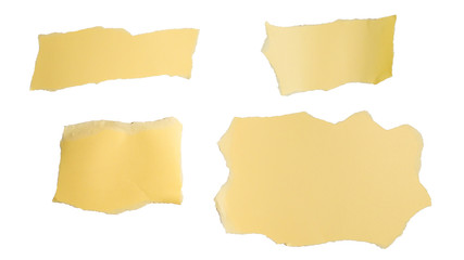 Empty beige paper pieces isolated. Space for text or design.