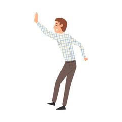 Smiling Man Giving High Five, Guy Greeting Partner or Friend Vector Illustration