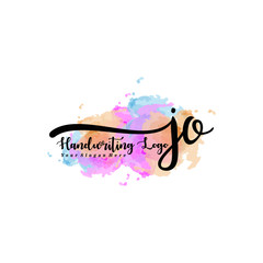 Initial JO handwriting watercolor logo vector. Letter handwritten logo template,watercolor template for, beauty, fashion, wedding, wedding invitation, business card