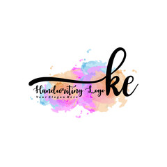 Initial KE handwriting watercolor logo vector. Letter handwritten logo template,watercolor template for, beauty, fashion, wedding, wedding invitation, business card