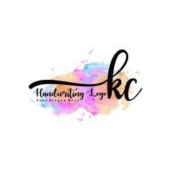 Initial KC handwriting watercolor logo vector. Letter handwritten logo template,watercolor template for, beauty, fashion, wedding, wedding invitation, business card