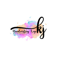 Initial KJ handwriting watercolor logo vector. Letter handwritten logo template,watercolor template for, beauty, fashion, wedding, wedding invitation, business card