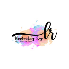 Obraz premium Initial LR handwriting watercolor logo vector. Letter handwritten logo template,watercolor template for, beauty, fashion, wedding, wedding invitation, business card
