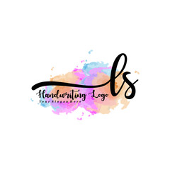 Obraz premium Initial LS handwriting watercolor logo vector. Letter handwritten logo template,watercolor template for, beauty, fashion, wedding, wedding invitation, business card