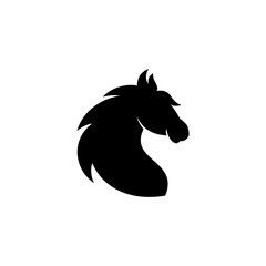 Abstract silhouette simple head horse vector icon on the modern flat style