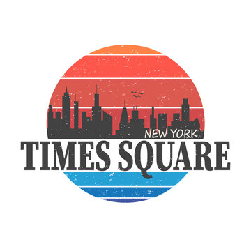 NYC Times Square Typography, T-shirt Graphics, Vectors Illustration