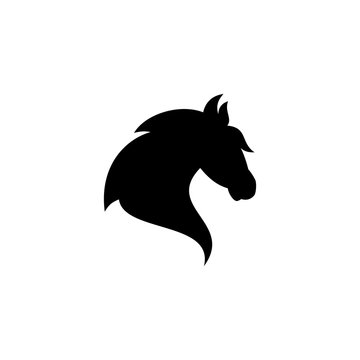 Creative, simple silhouette head horse vector icon