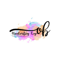 Initial OB handwriting watercolor logo vector. Letter handwritten logo template,watercolor template for, beauty, fashion, wedding, wedding invitation, business card