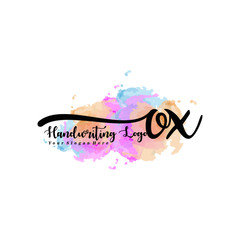 Initial OX handwriting watercolor logo vector. Letter handwritten logo template,watercolor template for, beauty, fashion, wedding, wedding invitation, business card