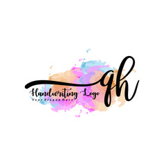 Initial QH handwriting watercolor logo vector. Letter handwritten logo template,watercolor template for, beauty, fashion, wedding, wedding invitation, business card