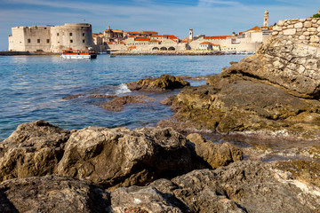 Fototapeta na wymiar Dubrovnik. Old city walls and towers in the early morning.