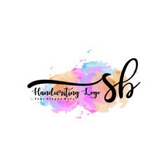 Initial SB handwriting watercolor logo vector. Letter handwritten logo template,watercolor template for, beauty, fashion, wedding, wedding invitation, business card