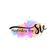 Initial SV handwriting watercolor logo vector. Letter handwritten logo template,watercolor template for, beauty, fashion, wedding, wedding invitation, business card