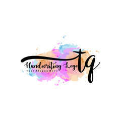 Initial TQ handwriting watercolor logo vector. Letter handwritten logo template,watercolor template for, beauty, fashion, wedding, wedding invitation, business card