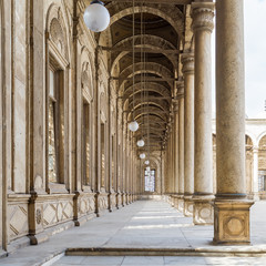 One of the four passages surrounding the court of The Great Mosque of Muhammad Ali Pasha - Alabaster Mosque - Citadel of Cairo, Egypt