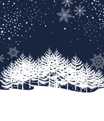 Obraz premium Vector illustration trees. Landscape background with forest
