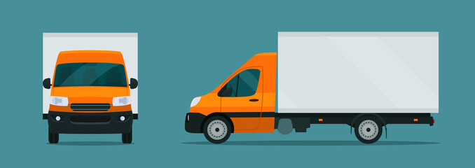 Сargo van isolated. Сargo van with side and front view. Vector flat style illustration. © lyudinka