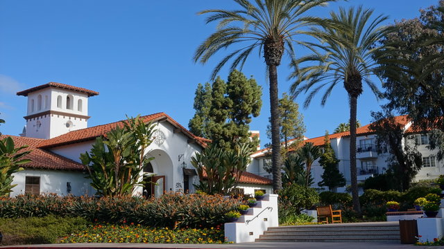 Carlsbad, CA / USA - January 9, 2019: Exterior Of The Spa Building At The Omni La Costa Resort And Spa