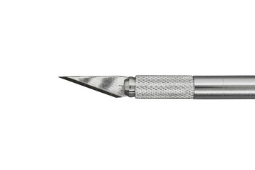 Silver craft knife isolated on white background