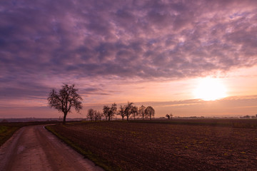 Sonnenuntergang auf den Feldern