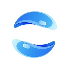 Fototapeta premium Ecology sphere logo formed by twisted blue drops.