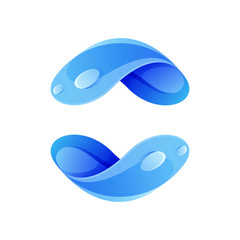 Ecology sphere logo formed by twisted blue drops.