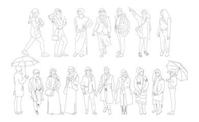 Set of different people characters in casual outfit.