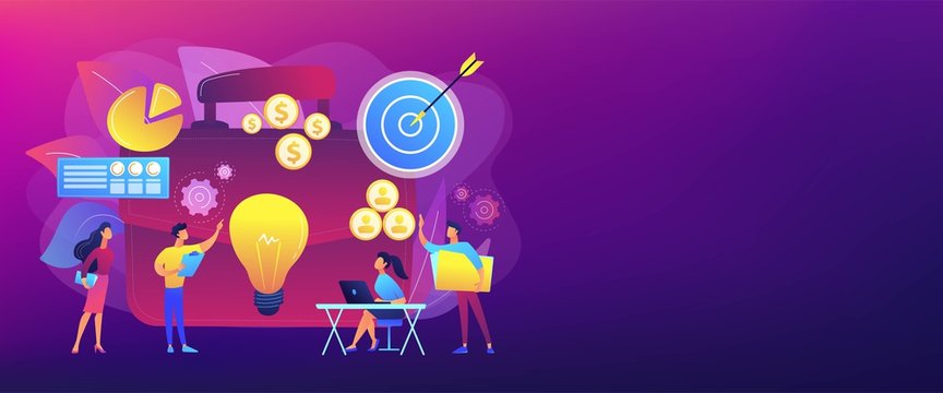 Executive manager planning and monitoring presentation. Project initiation, project initiation documentation, determine your goals concept. Header or footer banner template with copy space.