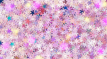 Snowflake shaped glitter sparkles textured background