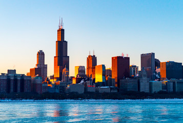 chicago at sunset
