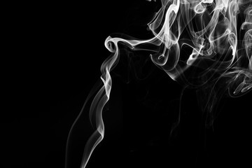 abstract Smoking white. Explosive powder white Smoke on black background.