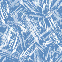 Vector ice surface hand drawn seamless pattern. Blue scratch grunge distressed frost background.