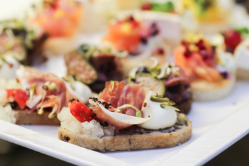 Platter of antipasti and appetizers