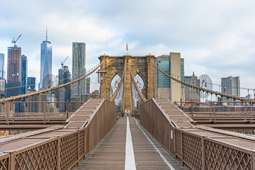 Brooklyn Bridge with nobody in cloudy day ,New York City ,USA
