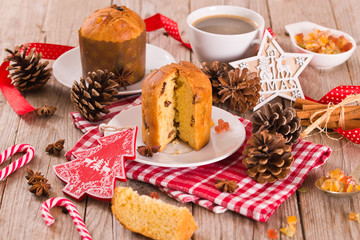 Panettone, italian christmas cake .