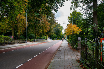 October 10, 2019 Ede-Wageningen, Netherlands,  Beautiful street in the colors of autumn in Ede-Wageningen