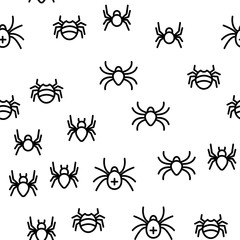 Spider Silhouette Vector Seamless Pattern Thin Line Illustration