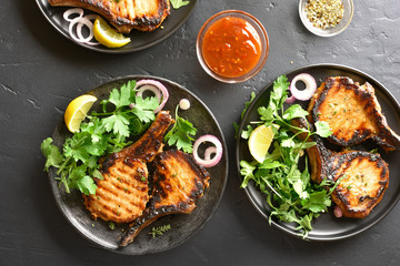 Grilled pork steaks
