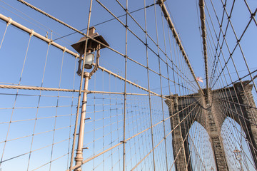 Brooklyn Bridge with nobody in cloudy day ,New York City ,USA