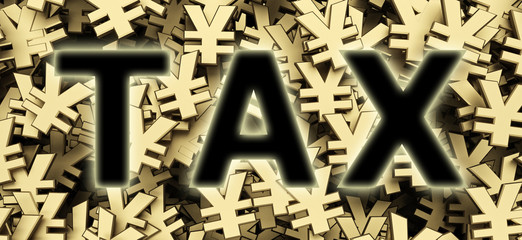 text tax on yen symbol background 3d rendering