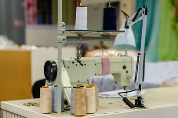 Close-up of Sewing Factory Machine