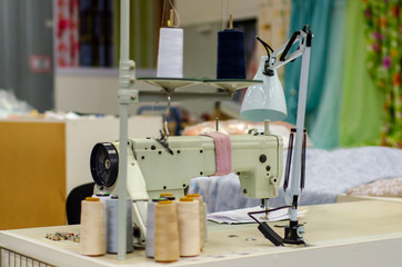 Close-up of Sewing Factory Machine